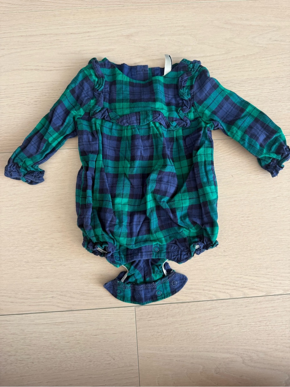Janie and Jack Green and Navy Plaid Long-Sleeve One-Piece | 0-3 months
